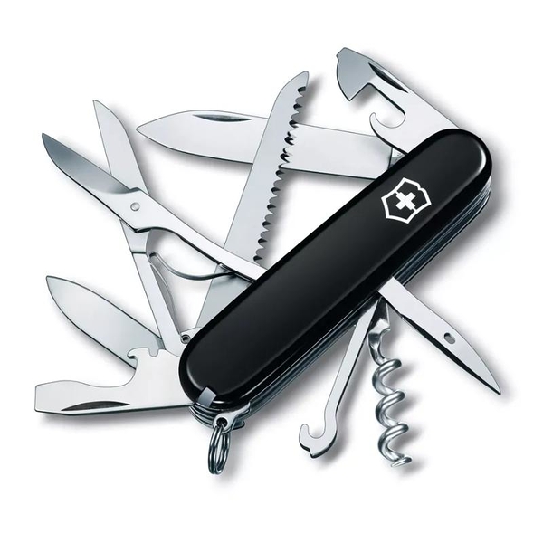 【Victorinox 瑞士維氏】瑞士刀 HUNTSMAN 15用刀 91mm-黑(1.3713.3)