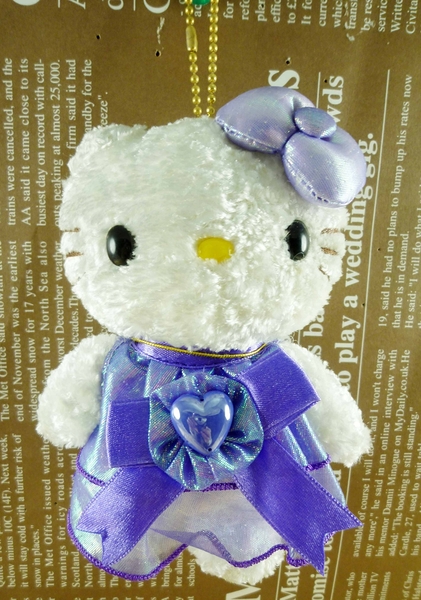 【震撼精品百貨】Hello Kitty 凱蒂貓~HELLO KITTY絨毛吊飾-誕生12月璧流紫藍