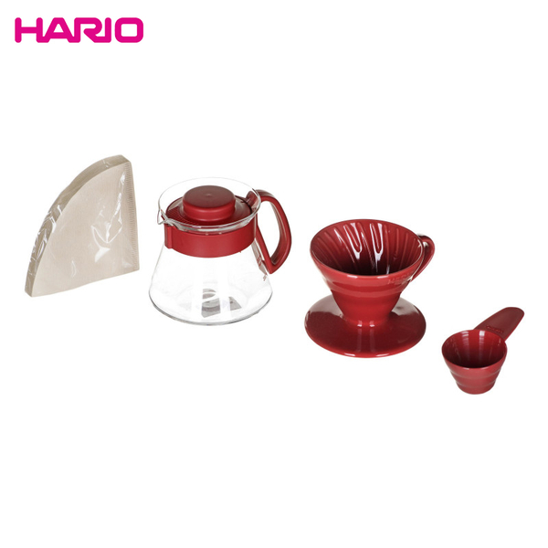 HARIO V60 01紅色濾杯咖啡壺組 陶瓷滴漏式咖啡濾器 手沖咖啡 滴漏過濾 手沖濾杯 1至2人用 product thumbnail 6