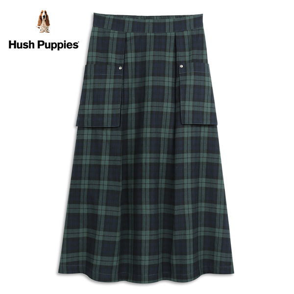 Hush Puppies 裙子 女裝格紋大口袋工裝長裙