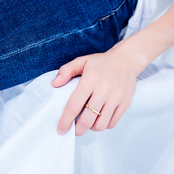 Z.MO鈦鋼屋 女生戒指 鑲鑽玫瑰金色戒指 扣環造型 白鋼戒指 單品設計【BKS663】 product thumbnail 2