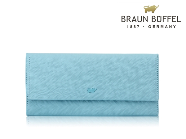 【全新品公司貨】BRAUN BUFFEL 十字紋真皮長夾 冰晶藍 【寧寧小舖/台中30年老店】BF646-621-1