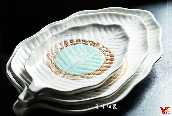 【堯峰陶瓷】日式餐具 綠如意系列 8吋|9.5吋|12吋芭蕉葉盤(3入1組) 套組餐具系列|餐廳營業用