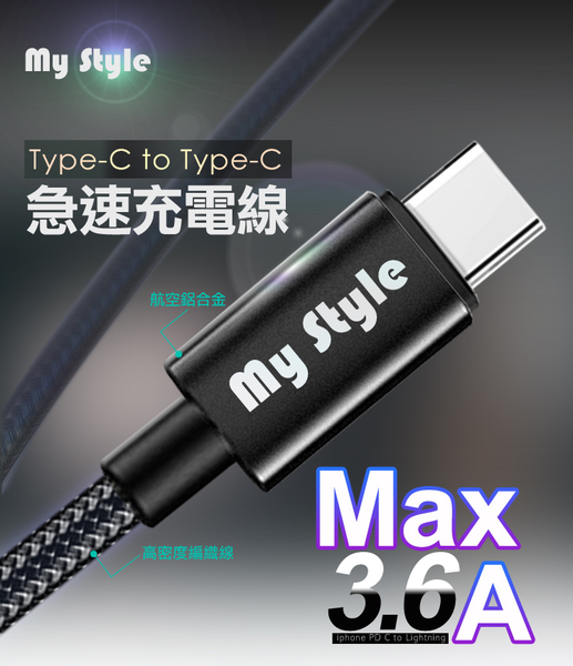 HANG 三代氮化鎵65W 黑色+MyStyle高密編織線Type-C to Type-C充電線200cm product thumbnail 8