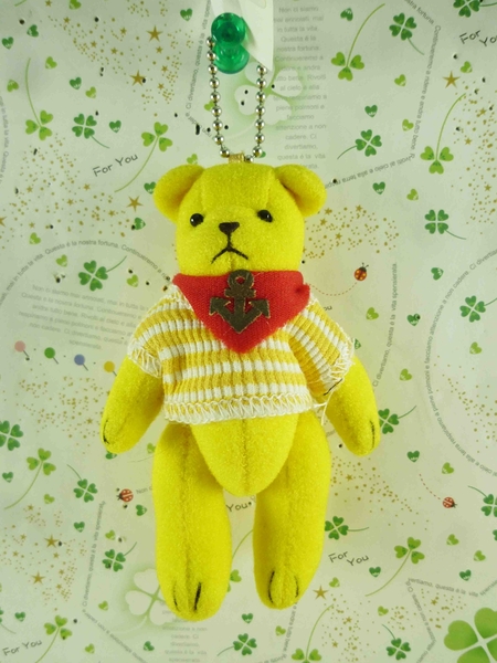 【震撼精品百貨】泰迪熊_Teddy Bear~絨毛鎖圈-黃(紅領結)