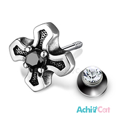 AchiCat 925純銀耳環 復古十字 栓扣式耳環 兩面皆可戴 抗過敏鋼耳針 黑鋯款 GS7058
