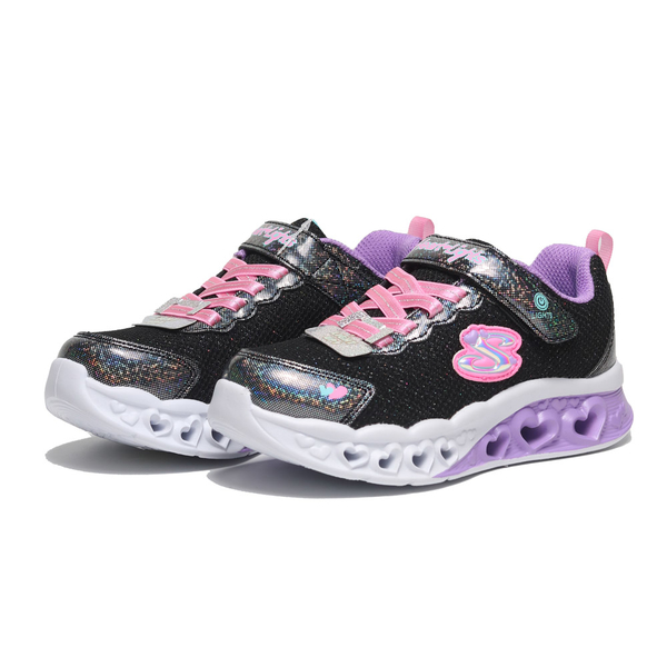 SKECHERS 童鞋 燈鞋 S LIGHTS 愛心 黑 中童 302317LBKMT