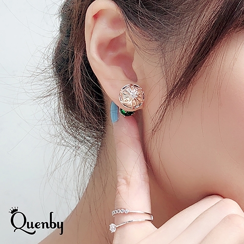 Quenby 送禮 母親節 韓系平價飾品 鏤空立體花朵玫瑰金元素耳環/耳針