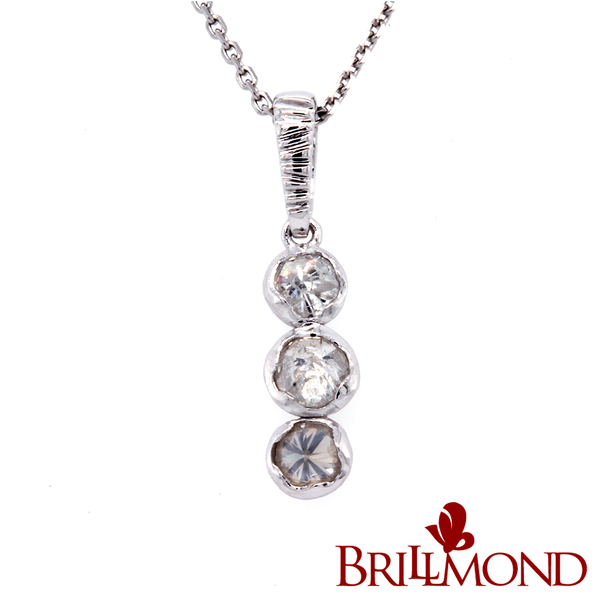 【BRILLMOND JEWELRY】鑽石墜 50分 白K金 倒鑲手工鑽墜(9K白金台 天然鑽石總重50分)