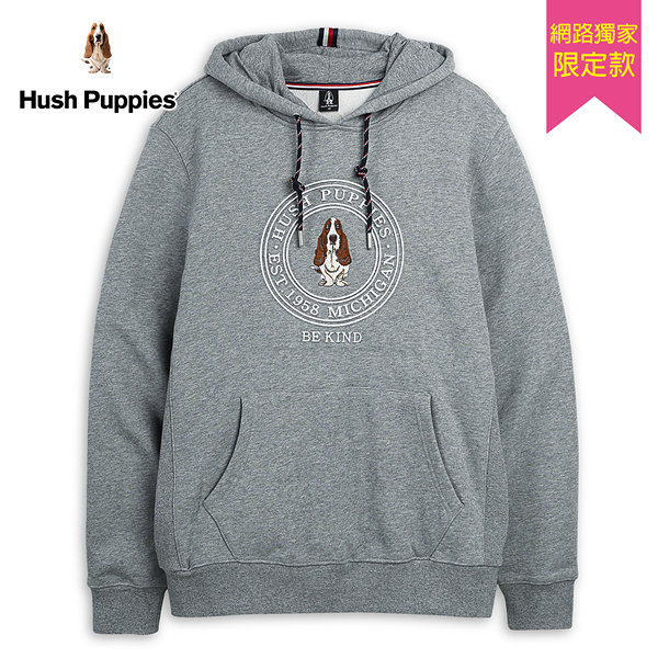 Hush Puppies 帽T 男裝經典立體鋼膜刺繡狗帽T