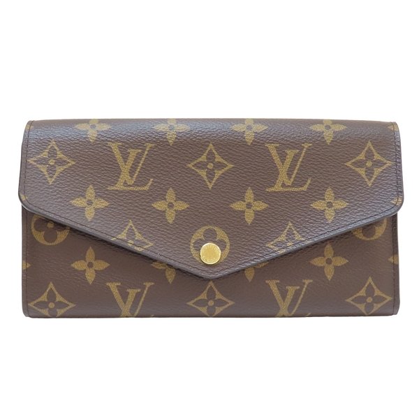 【二手名牌BRAND OFF】LOUIS VUITTON LV 路易威登 棕色 原花帆布 Sarah 扣式長夾 金扣 M60531