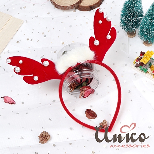 UNICO 歐美聖誕節慶造型髮箍/髮飾-雪白點點鹿角 product thumbnail 4