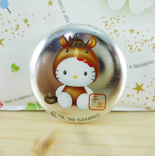 【震撼精品百貨】Hello Kitty 凱蒂貓~KITTY別針-圓型-生肖系列-馬圖案