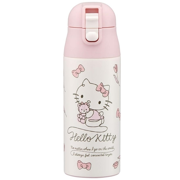 小禮堂 Hello Kitty 彈蓋不鏽鋼保溫瓶 360ml (粉白鬱金香款) 4973307-598753