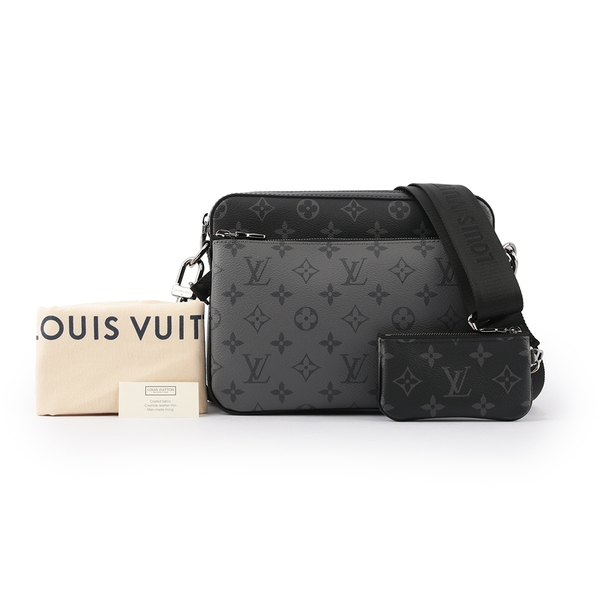 【LV】Monogram TRIO 三合一郵差包(黑灰色) M69443