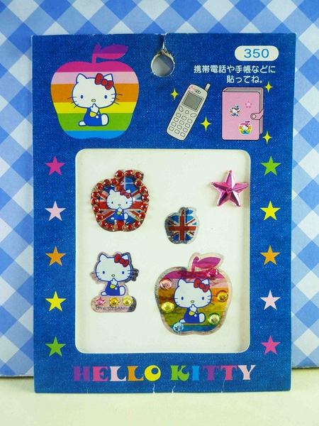 【震撼精品百貨】Hello Kitty 凱蒂貓~KITTY立體鑽貼紙-蘋果藍