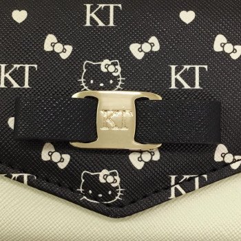 【震撼精品百貨】Hello Kitty_凱蒂貓~日本三麗鷗sanrio KITTY皮質長皮夾-黑老花款*03054 product thumbnail 2