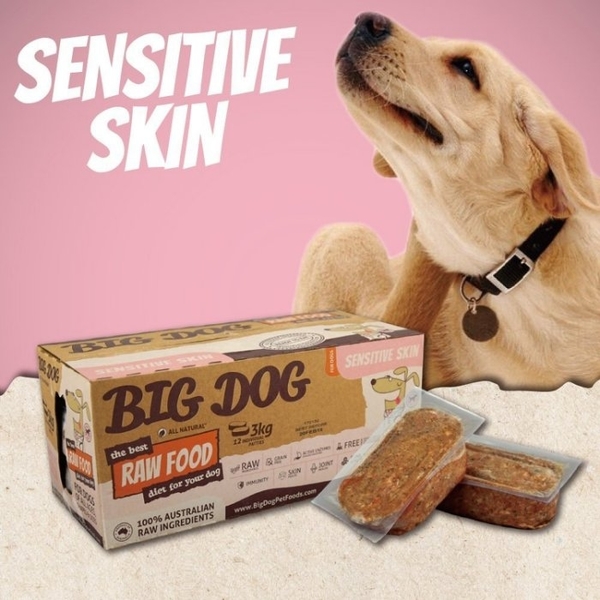 【2盒免運組】(1盒12片入)澳洲BIG DOG(BARF)巴夫《犬用生食肉餅-舒敏護膚》//冷凍配送