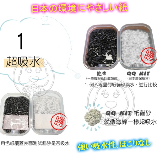 【培菓幸福寵物專營店】日本QQ Kit》環保紙貓砂 變藍色 綠茶味 多包免運 product thumbnail 6