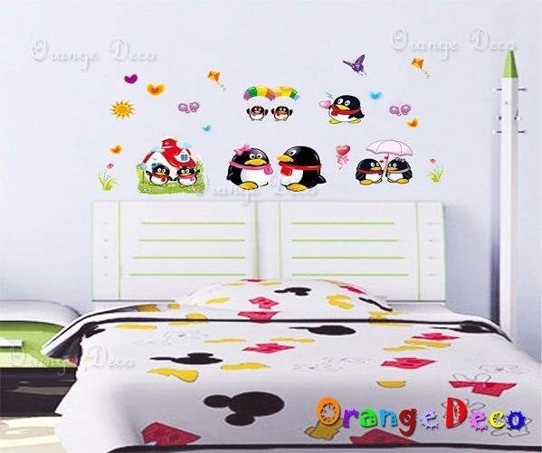 壁貼【橘果設計】企鵝 DIY組合壁貼/牆貼/壁紙/客廳臥室浴室幼稚園室內設計裝潢