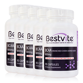 【美國BestVite】必賜力BCAA支鏈胺基酸膠囊5瓶組(90顆/瓶)