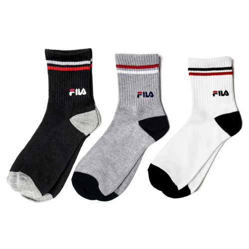 FILA 除臭雙條紋中筒襪25~27cm(3雙組)抑菌 快乾透氣 日常 休閒 運動 健康襪 時尚百搭 長襪 【愛買】 product thumbnail 2