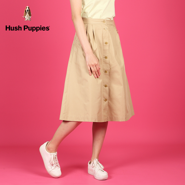 Hush Puppies 長裙 女裝簡約素色前開襟打褶長裙 product thumbnail 4