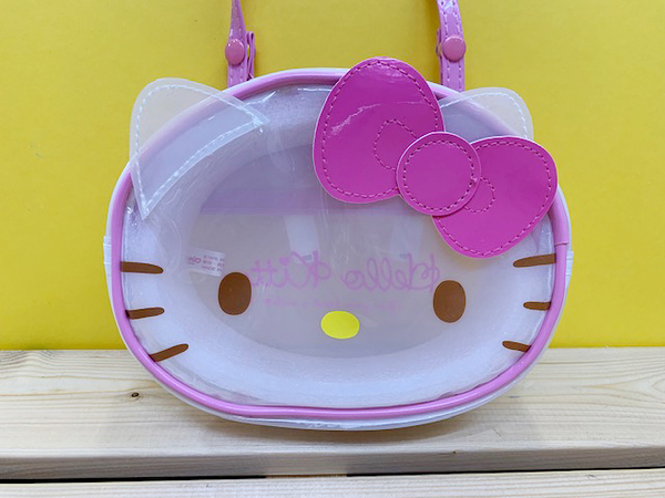 【震撼精品百貨】Hello Kitty 凱蒂貓~KITTY斜背包(可夾式)-透明大頭#79072