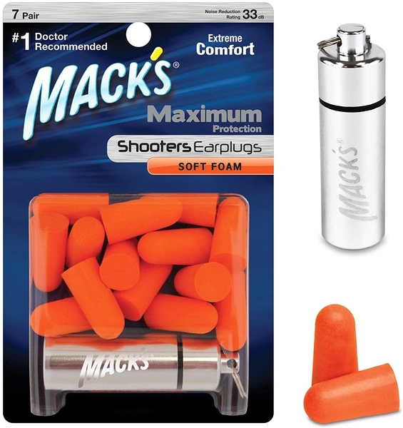 [2美國直購] 橘色耳塞降噪33分貝 Mack s Shooters Ear Ammo/7對/耳塞/內附金屬盒/鑰駛圈收納盒