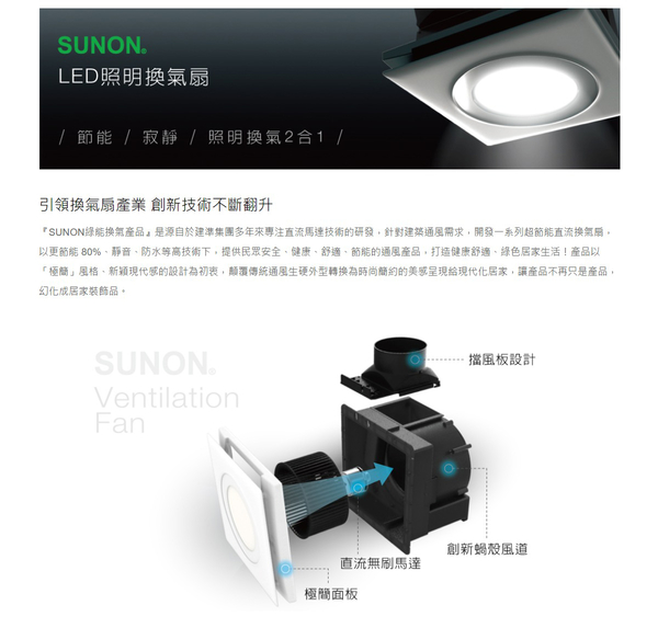 【SUNON 建準】 DC直流LED照明換氣扇 BVT21A010 21型 換氣扇 排氣扇 通風扇 排風扇 抽風扇 排風機 product thumbnail 3