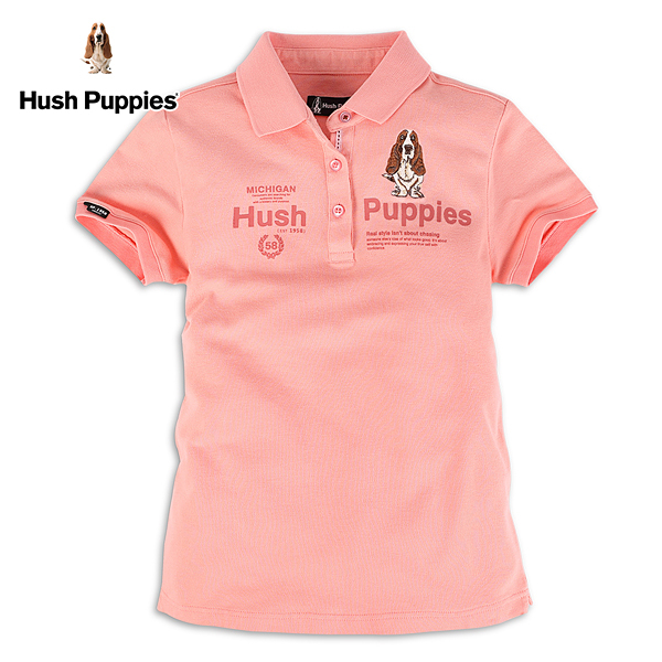 Hush Puppies POLO衫 女裝簡約品牌印花刺繡狗短袖POLO衫