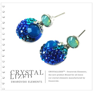 新光飾品-藍色妖姬圓形水晶耳環 product thumbnail 3