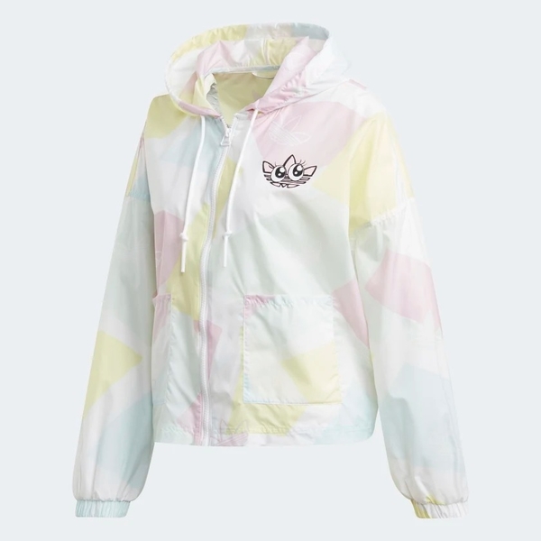 ADIDAS GRAPHIC WINDBREAKER 女裝 外套 連帽 慢跑 休閒 防風 三葉草 眼睛 彩色【運動世界】GK3680