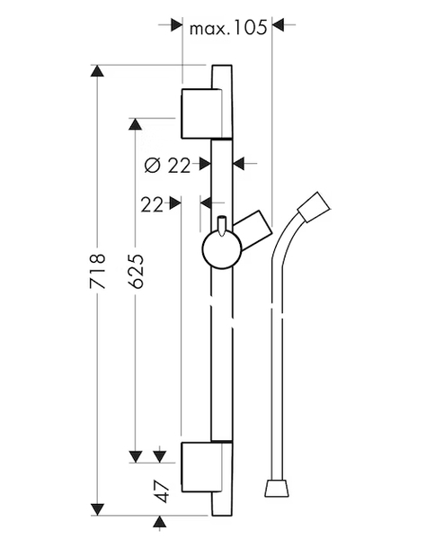 【麗室衛浴】德國HANSGROHE UnicaˊS Puro 28632670 65cm 活動式滑桿 霧黑 product thumbnail 2