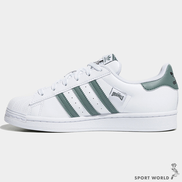 【現貨】Adidas Superstar 男鞋 女鞋 休閒鞋 標籤 白 綠 HQ6455 product thumbnail 3
