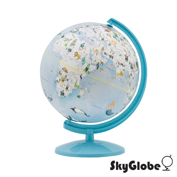 【SkyGlobe】10吋可愛動物插圖塑膠地球儀(中英文對照)