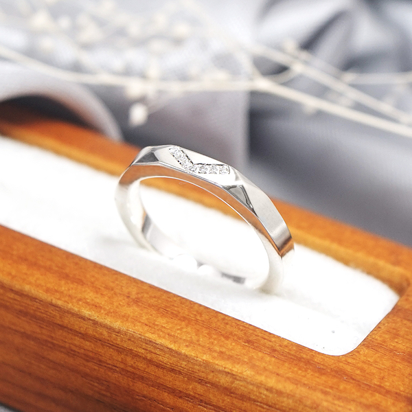永恆時光女戒 鑲鑽版 情侶款 刻字訂製純銀戒指