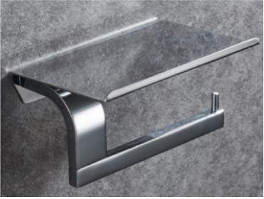 【 麗室衛浴】 國產 8005不鏽鋼 置物板式單捲衛生紙架 鉻色