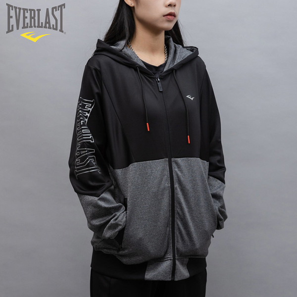 EVERLAST 外套 黑灰 雙色拼接 連帽 休閒外套 女 4952110120