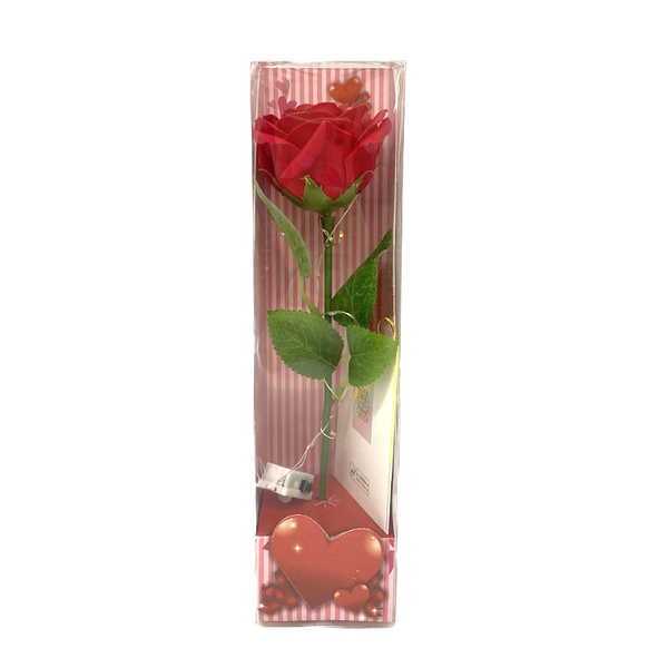 LED單枝香皂玫瑰PVC盒-紅