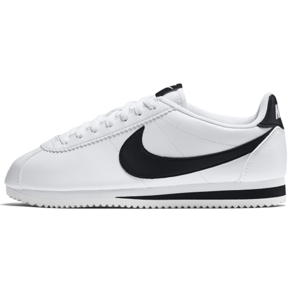 nike cortez leather white black