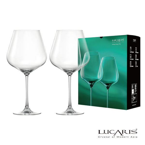 泰國LUCARIS 上海勃根地無鉛水晶紅酒杯-2入組 水晶杯 無鉛玻璃杯 品酒必備 精美禮盒 聚會 好生活