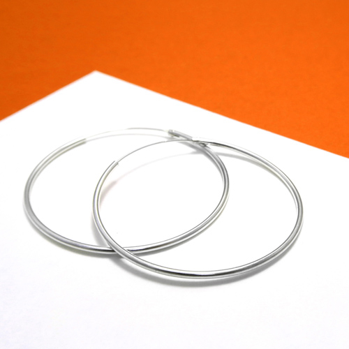 圈式/C型耳環  圓形(45mm)  925純銀耳環-64DESIGN