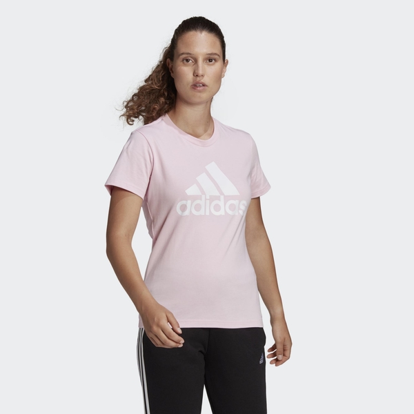 Adidas ESSENTIALS 女款粉色休閒短袖上衣 GL0726