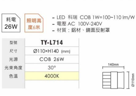 【燈王的店】LED COB 26W 軌道燈 投射燈 白框 暖白光4000K  ☆ TYL714 product thumbnail 2