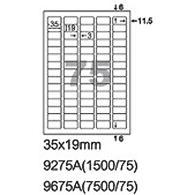 阿波羅 35x19mm 切圓角 NO.9675A 75格 A4 雷射噴墨影印自黏標籤貼紙 100大張入