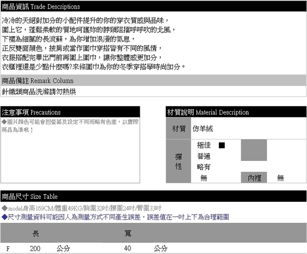 撞色--韓版保暖撞色針織大流蘇披肩面加厚仿羊絨圍巾(粉.咖.藍F-F)-Z53眼圈熊中大尺碼 product thumbnail 11