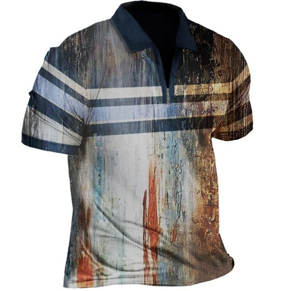 短袖T恤 2023新款POLO衫男士創意休閒3D印花帶領帶扣棒球Polo