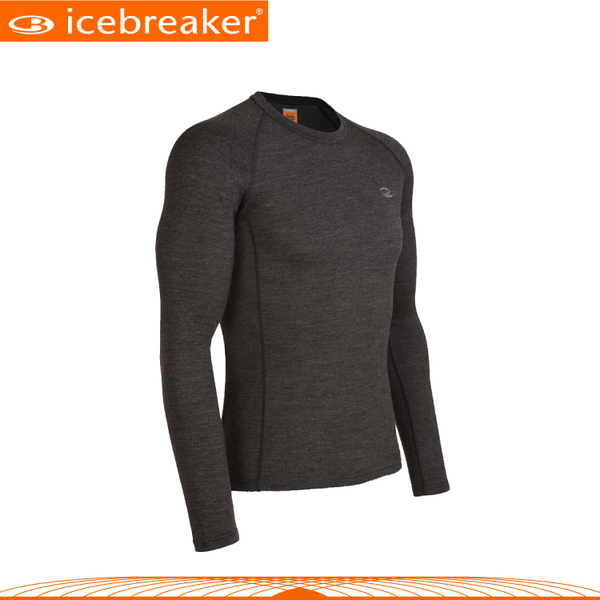 【Icebreaker 男 圓領長袖上衣《淺咖》】IBE158/抗臭/羊毛衣/保暖/中層衣