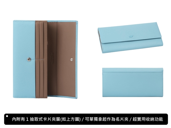 【全新品公司貨】BRAUN BUFFEL 十字紋真皮長夾 冰晶藍 【寧寧小舖/台中30年老店】BF646-621-1 product thumbnail 3